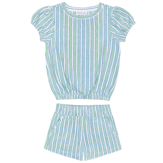 girls tamarin stripe french terry top and short set