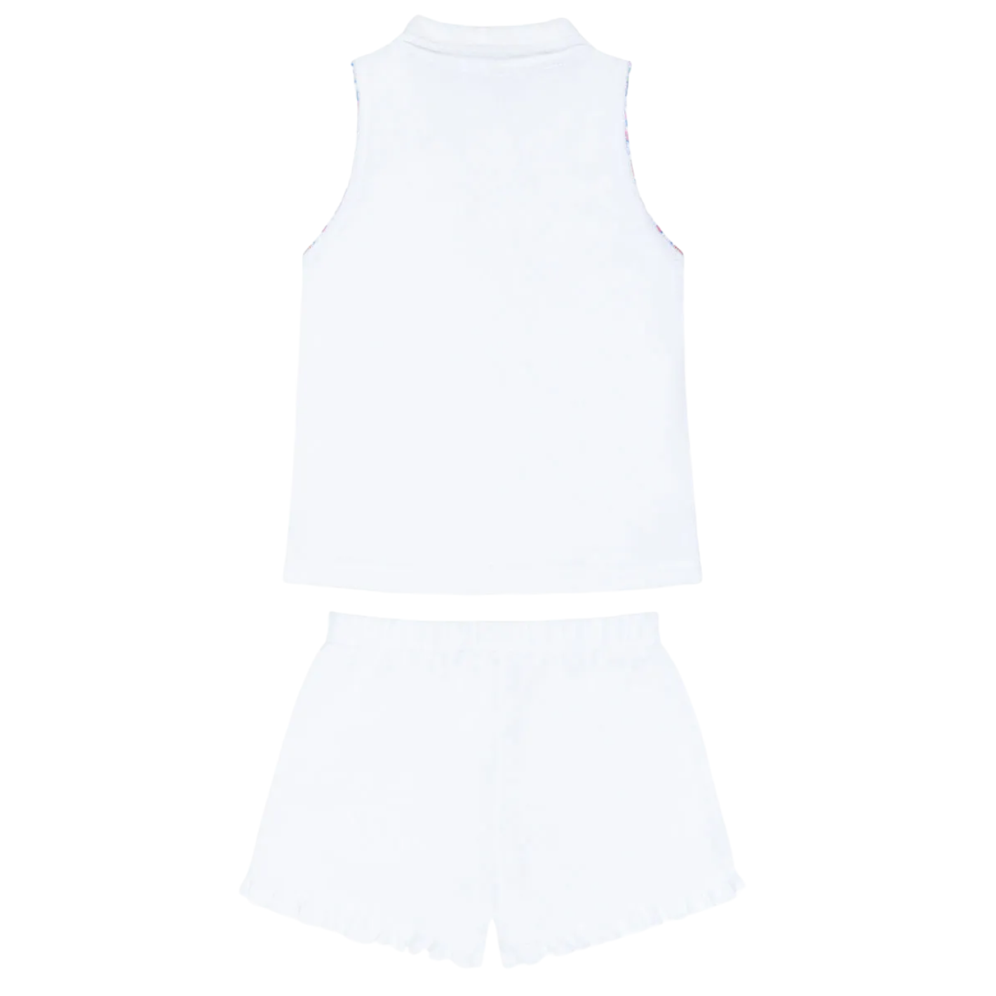 girls shell white french terry tennis tank top and short set