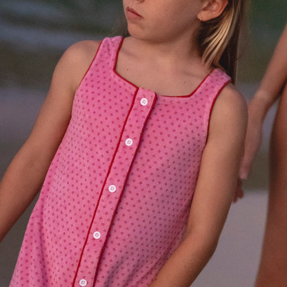 girls blush dot french terry button front dress