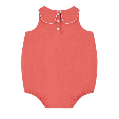 baby sailor red seersucker bubble romper
