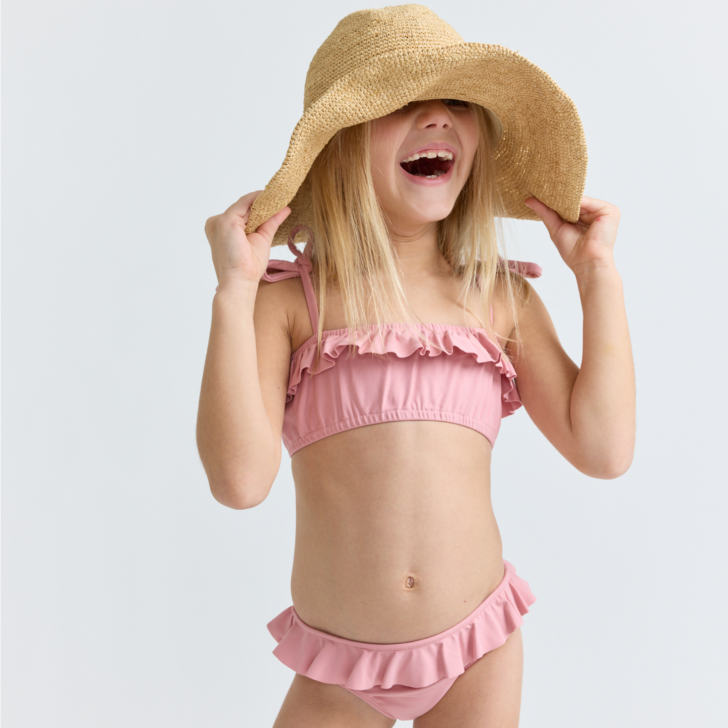 girls dusty rose bandeau bikini