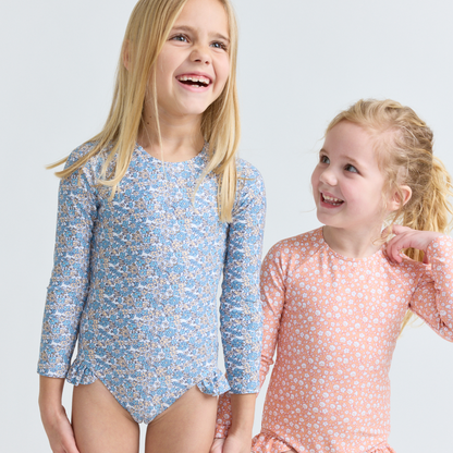 girls original slate floral rashguard one piece