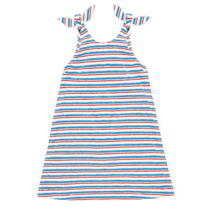 girls jetty stripe french terry tie knot dress