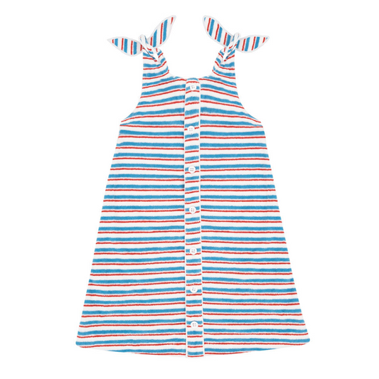 girls jetty stripe french terry tie knot dress