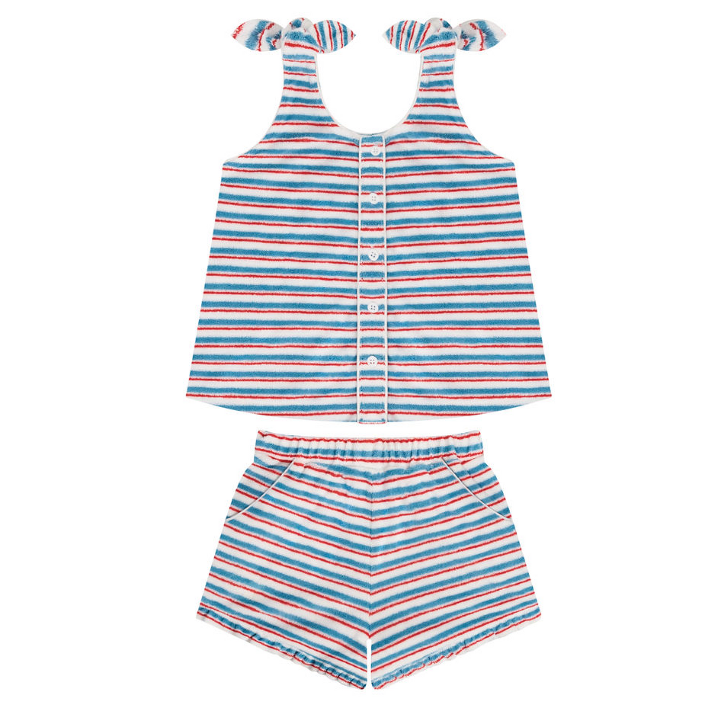 girls jetty stripe french terry tie knot set
