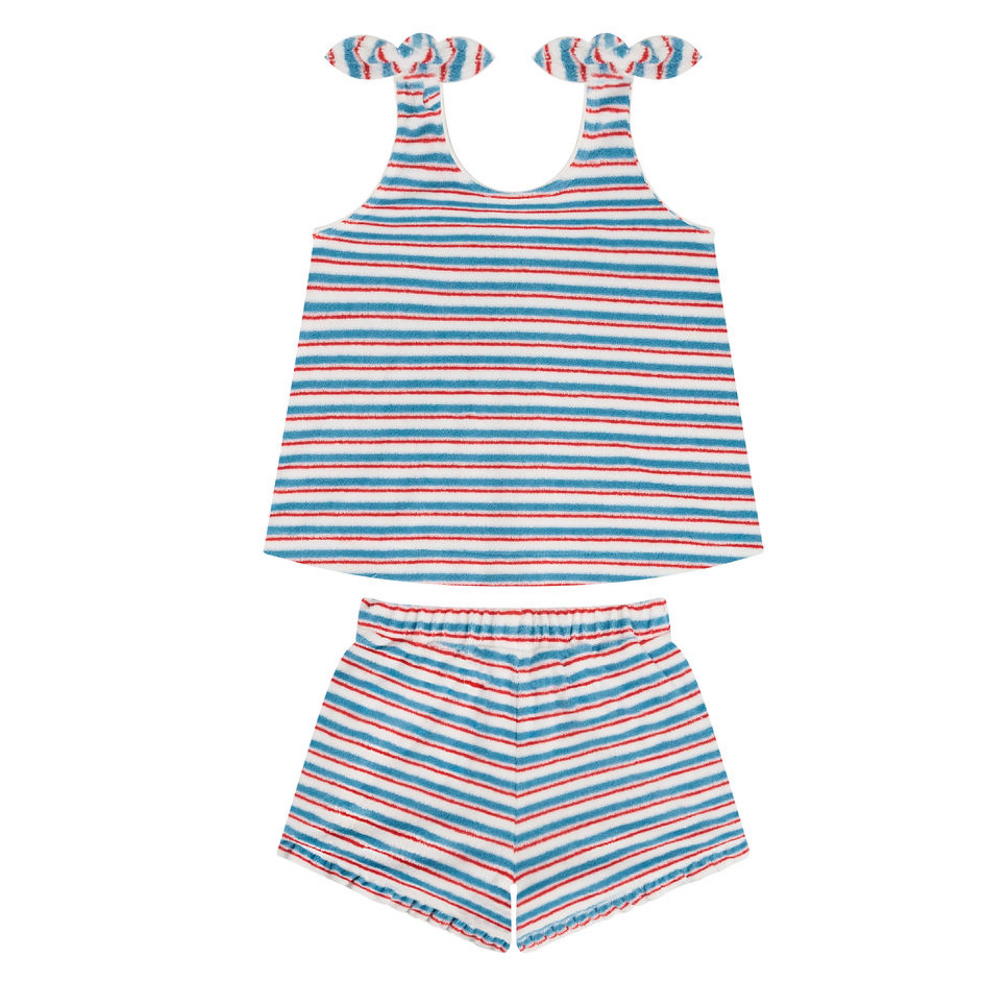 girls jetty stripe french terry tie knot set