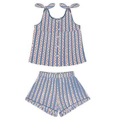 girls strawberry patch tie knot tank and short set
