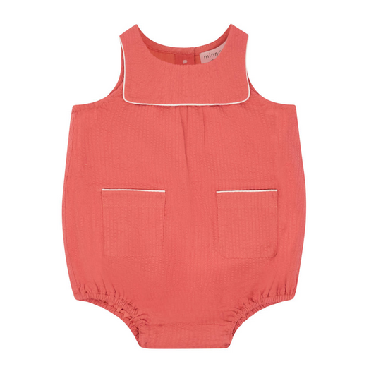 baby sailor red seersucker bubble romper