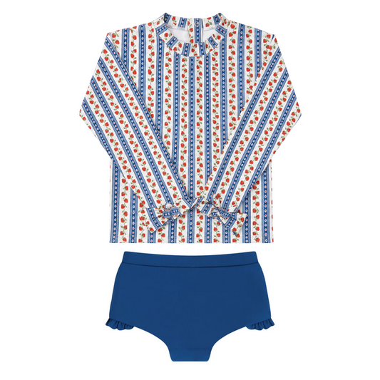 girls strawberry patch rashguard set