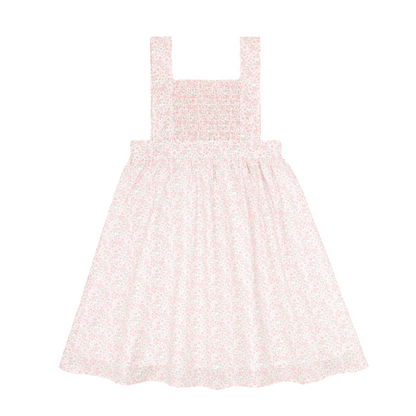 girls antique floral smocked bib dress