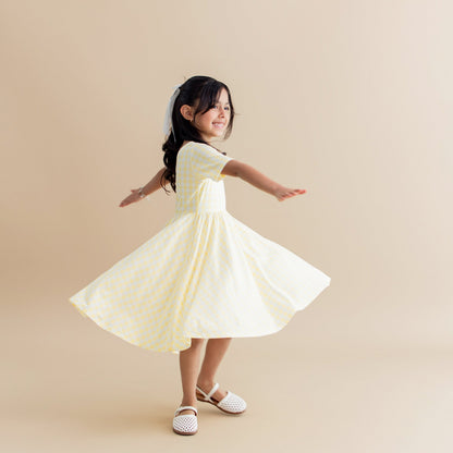Twirl Dress in Gingham Chamomile