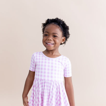Twirl Dress in Gingham Thistle