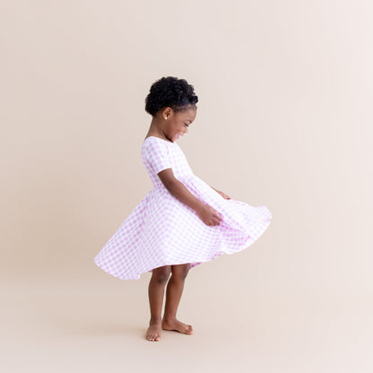 Twirl Dress in Gingham Thistle