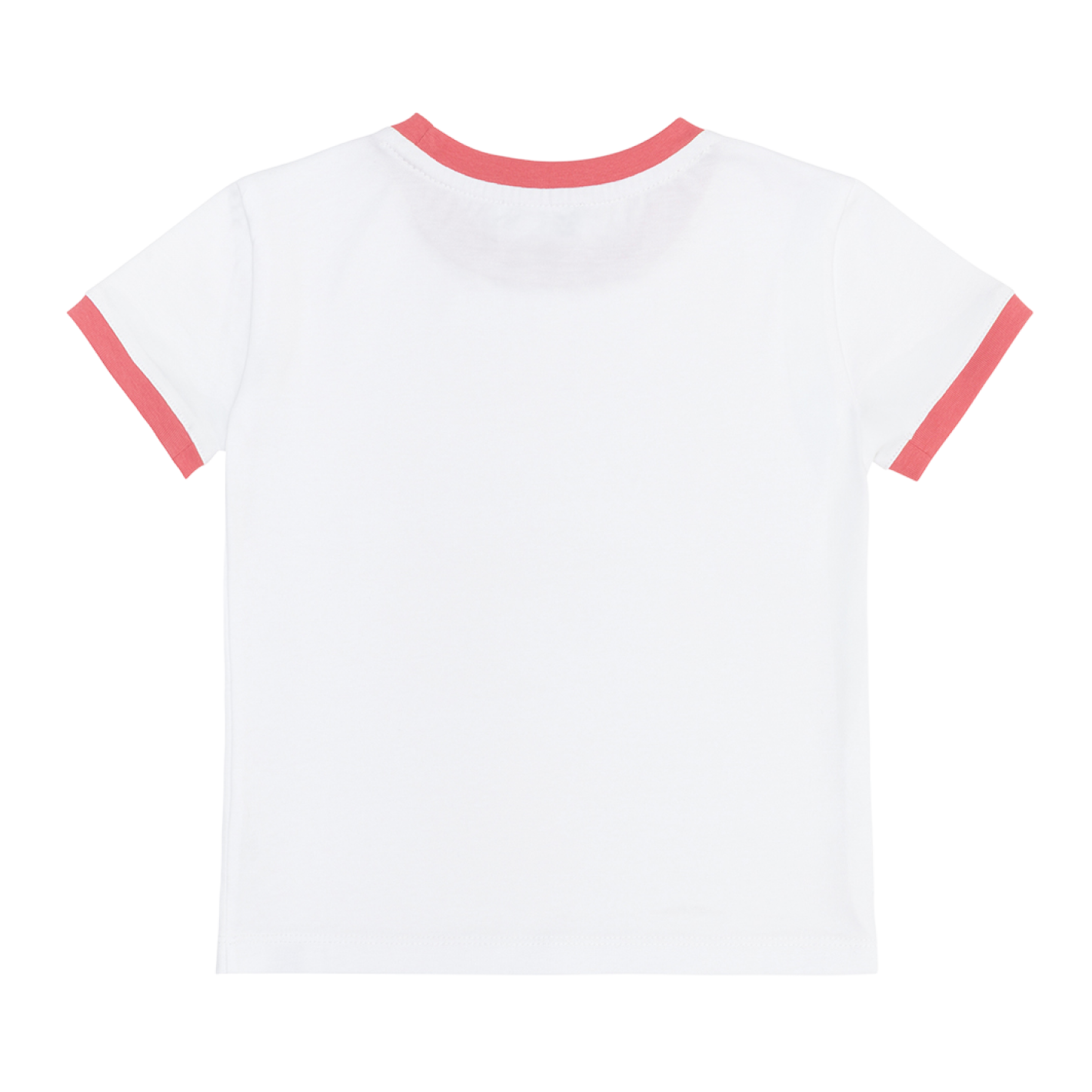unisex white ringer tee with poppy red trim