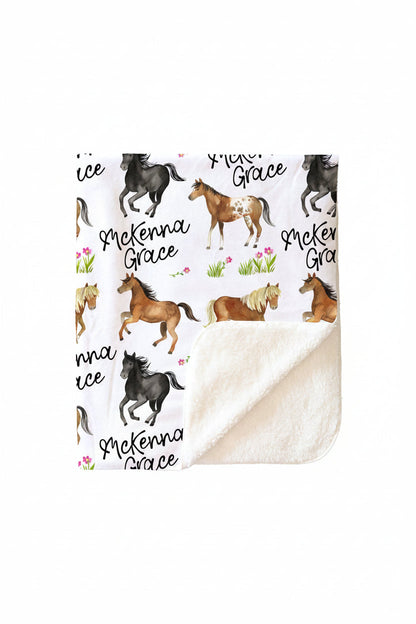 Happy Horses Personalized Toddler Blanket