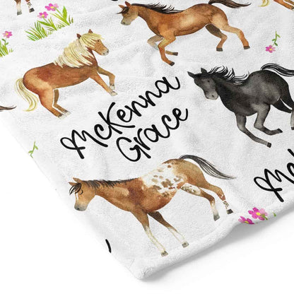 Happy Horses Personalized Toddler Blanket
