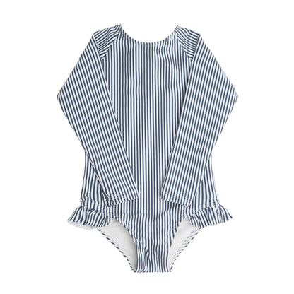 girls navy stripe rashguard one piece