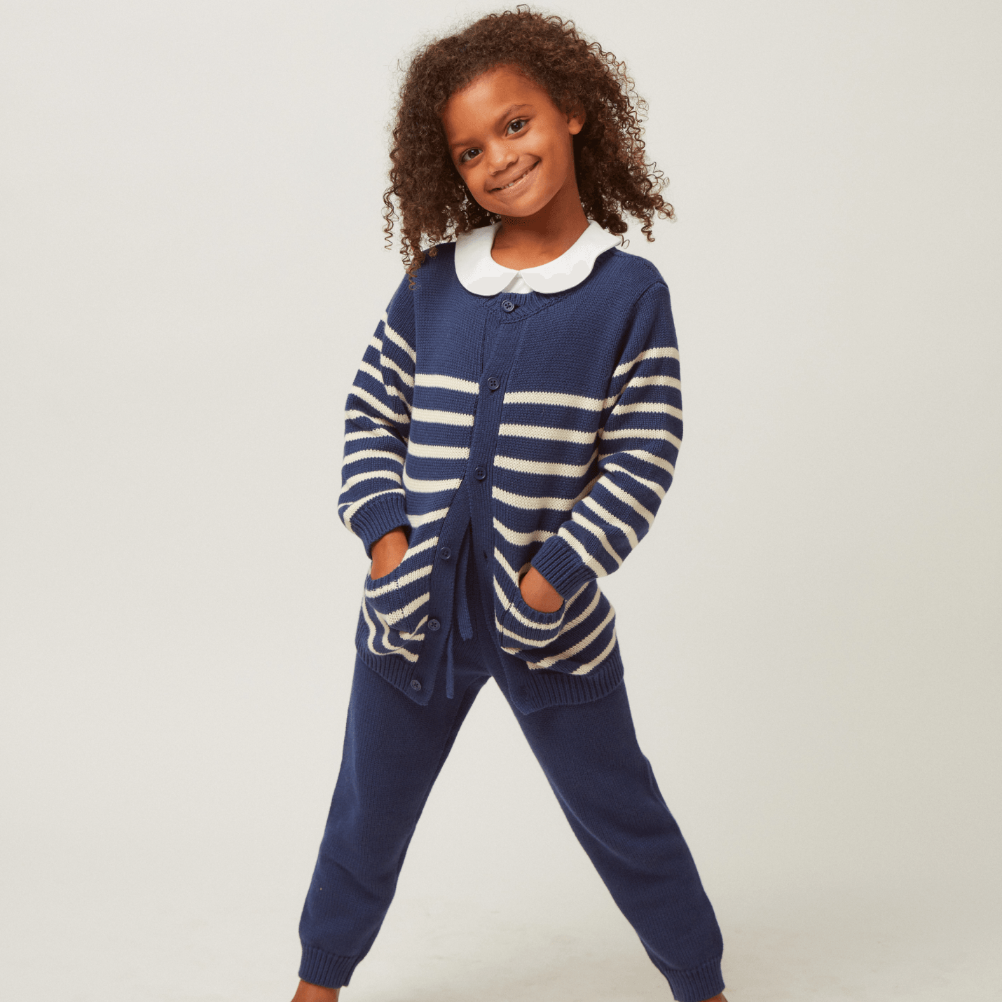 unisex navy knit pant