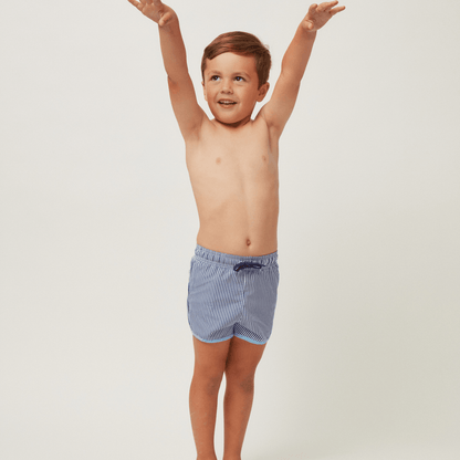 boys navy stripe boardie