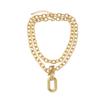 Double Chains Toggle Bar Necklace