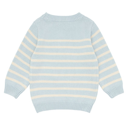 unisex light blue and cream knit sweater