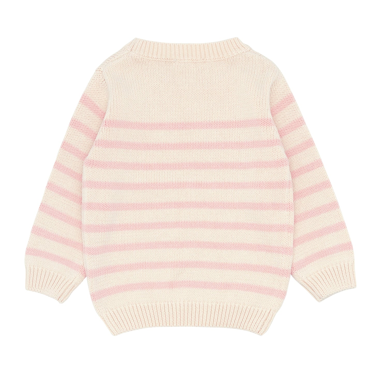 unisex cream and pink stripe knit sweater