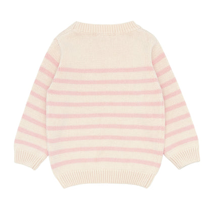 unisex cream and pink stripe knit sweater
