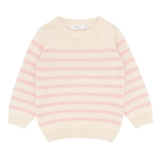 unisex cream and pink stripe knit sweater