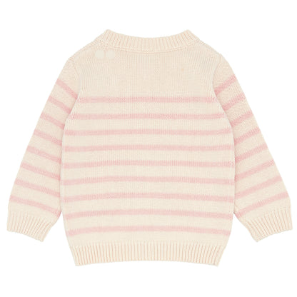 unisex cream and pink stripe cardigan