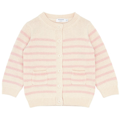 unisex cream and pink stripe cardigan