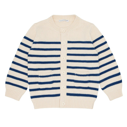unisex breton stripe knit cardigan