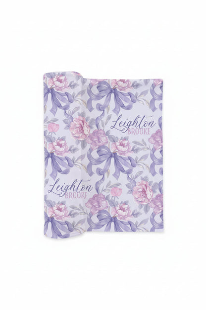 Leighton's Lavender Personalized Swaddle Blanket