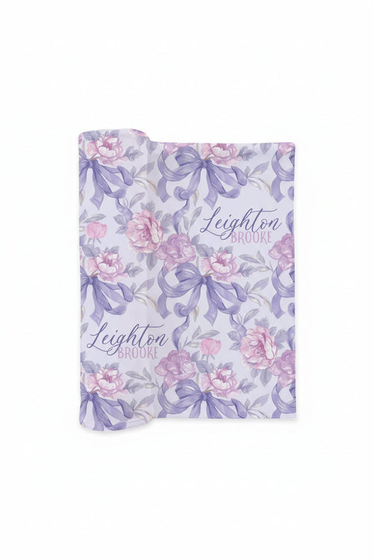 Leighton's Lavender Personalized Swaddle Blanket