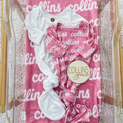 Solid Mauvelous Personalized Newborn Baby Knot Gown