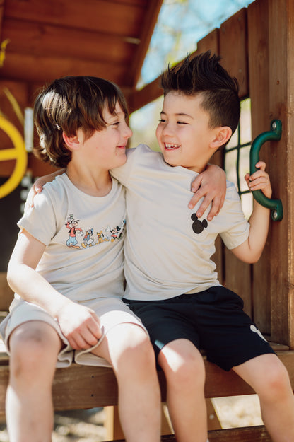 Toddler Crew Neck Tee in Mickey Mouse on Ecru