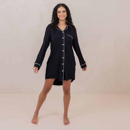 Long Sleeve Women’s Nightshirt in Midnight