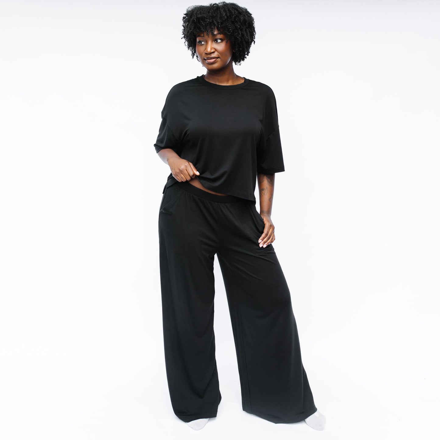 Women's Wide Leg Pant Set in Midnight