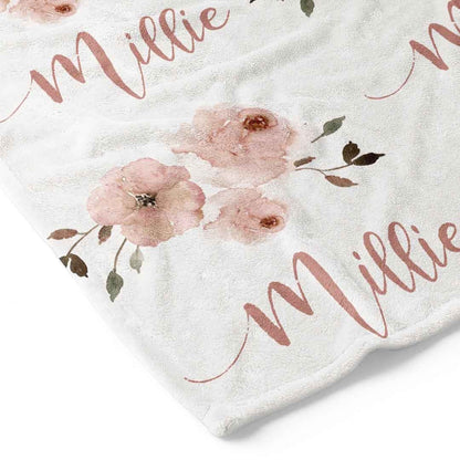 Millie's Dusty Rose Garden Personalized Toddler Blanket