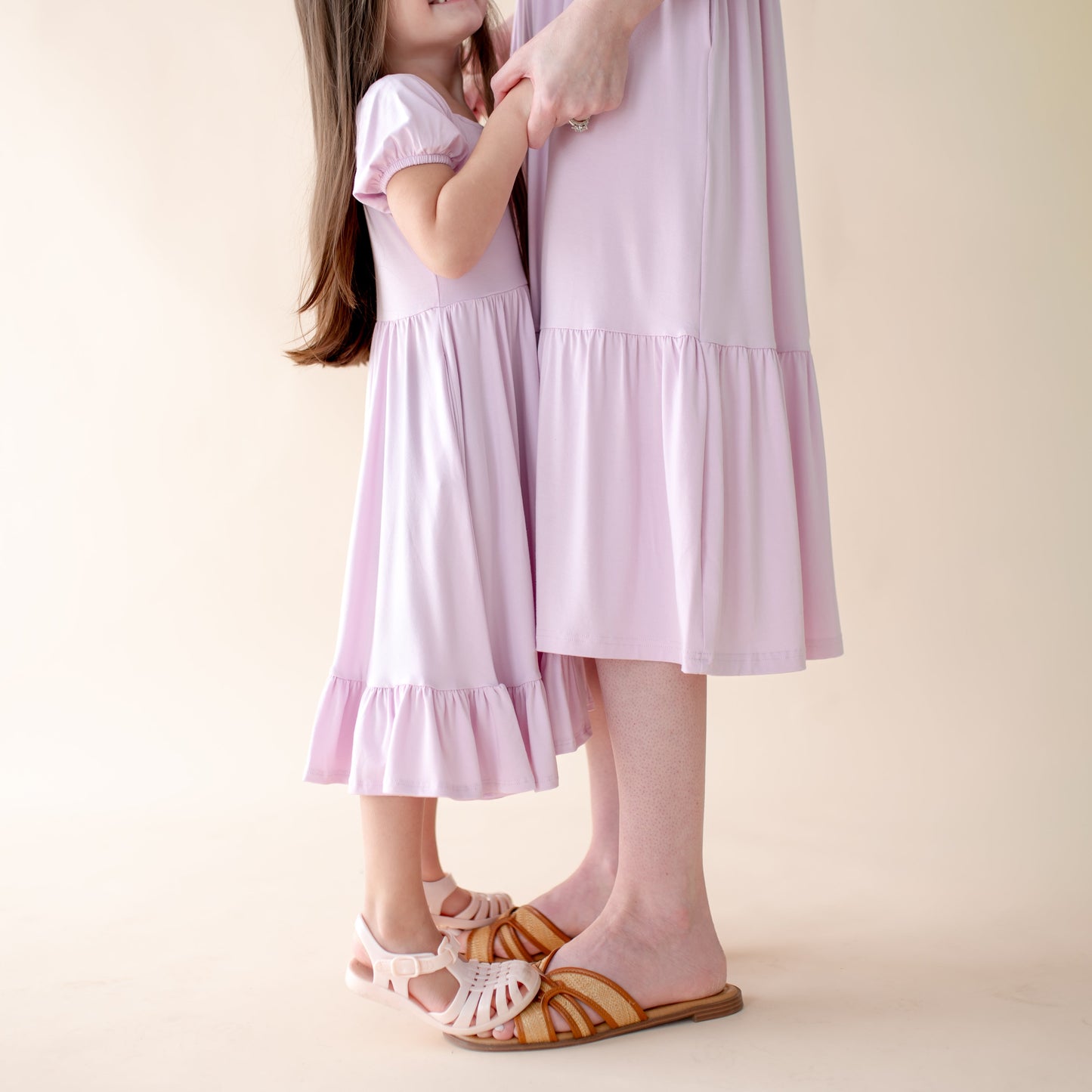 Puff Sleeve Twirl Dress in Thistle