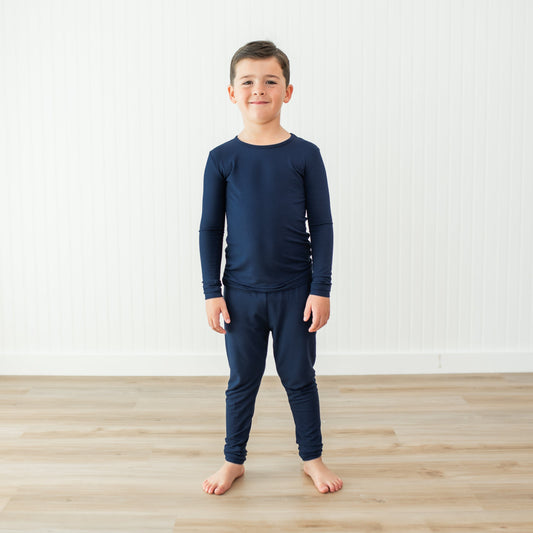 Long Sleeve Pajamas in Navy