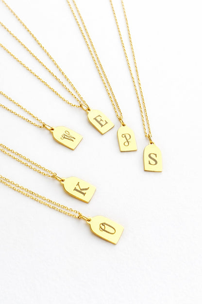 Engraved Tag Charm Necklace
