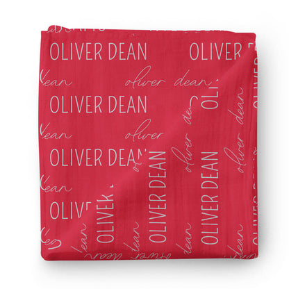 Personalized Scarlet Baby Name Swaddle Blanket - Block & Script
