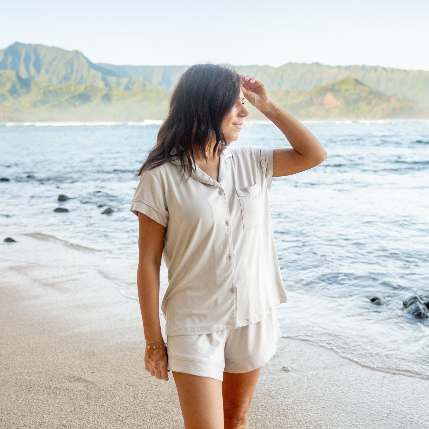 Women’s Short Sleeve Pajama Set in Oat