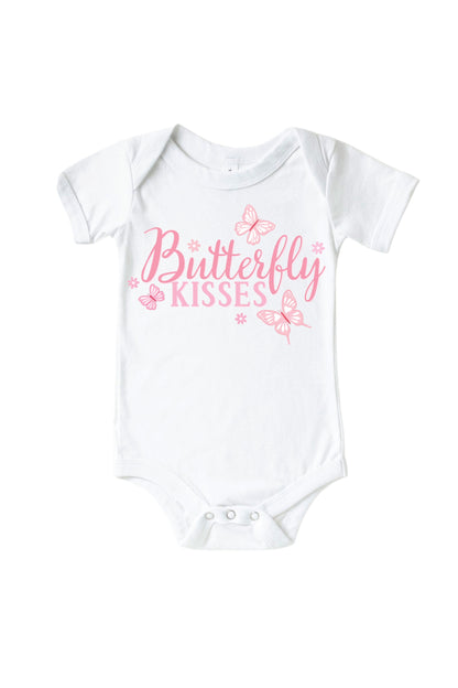 Butterfly Kisses Graphic Bodysuit & Kids Tee | White