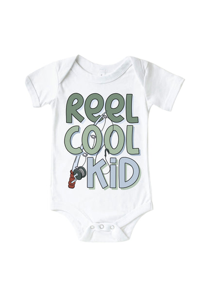 Reel Cool Kid Graphic Bodysuit & Kids Tee | White