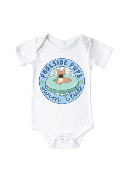 Swim Club Blue Graphic Bodysuit & Kids Tee | White