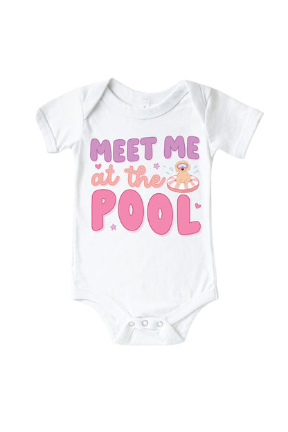 Pool Time Pink Graphic Bodysuit & Kids Tee | White