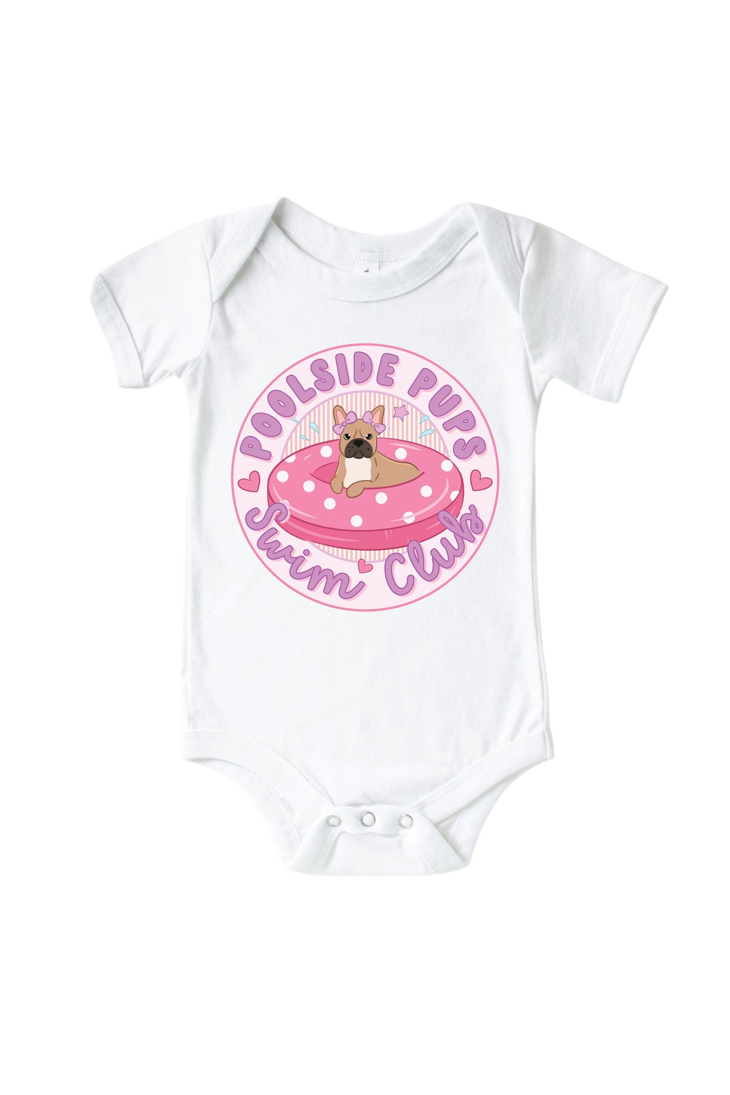 Swim Club Pink Graphic Bodysuit & Kids Tee | White