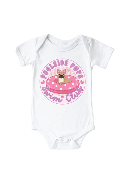 Swim Club Pink Graphic Bodysuit & Kids Tee | White