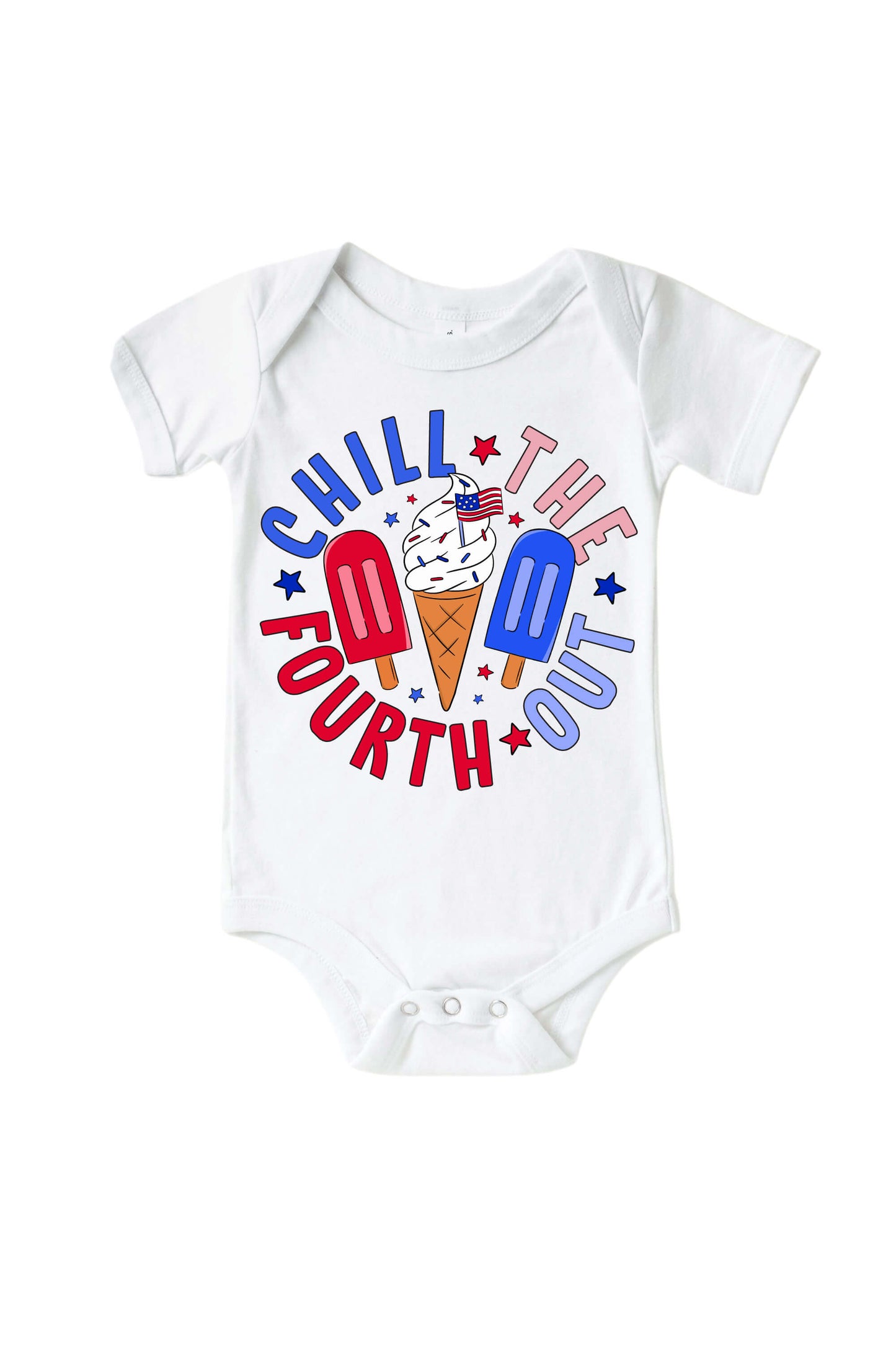 Chill The Fourth Out Graphic Bodysuit & Kids Tee | White